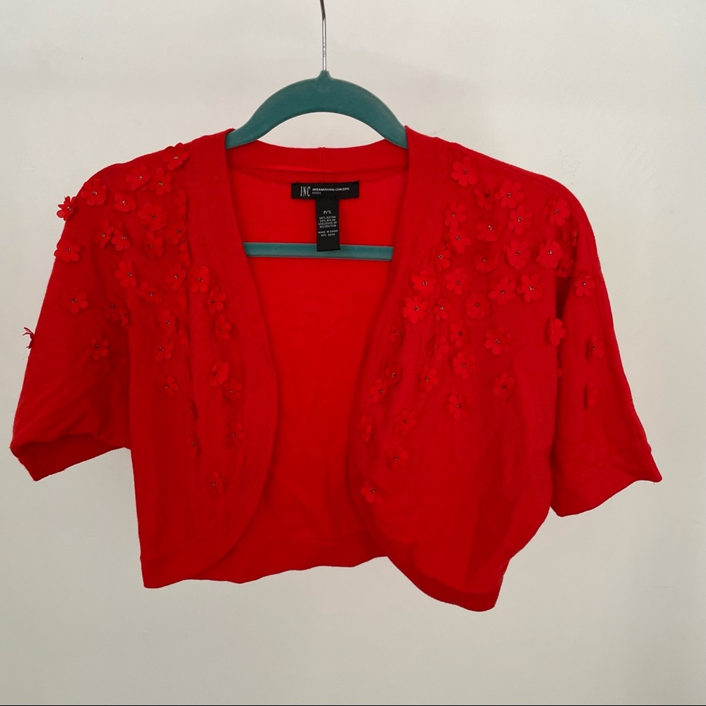 embellished flower shrug